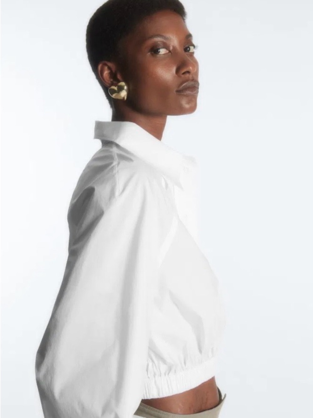 COS White Collared Shirt Jacket White